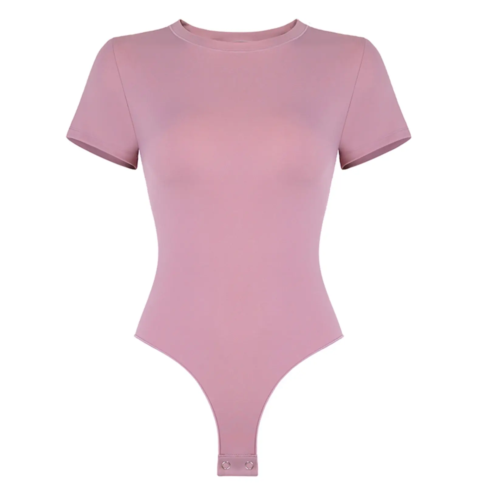 Illustration cutout of a light pink t-shirt bodysuit over a white background